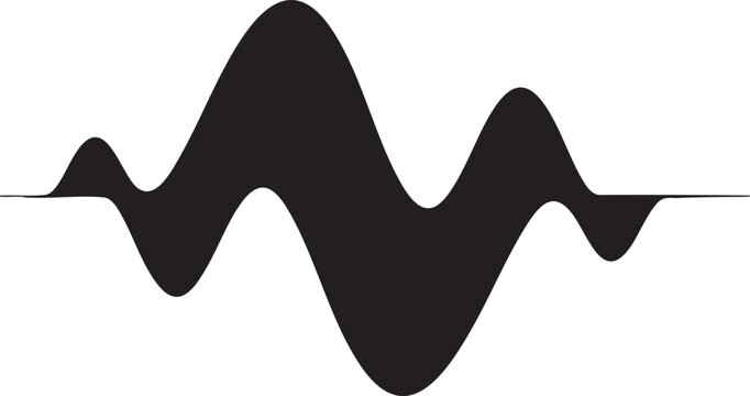 Solid black audio waveform shape with waveform frequency vibration abstract