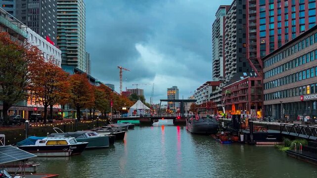 Street architecture in Rotterdam, South Holland, Netherlands October 18, 2025. High quality 4k footage