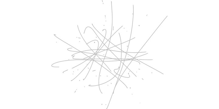 Abstract light grey scribble lines and ink dots on white background