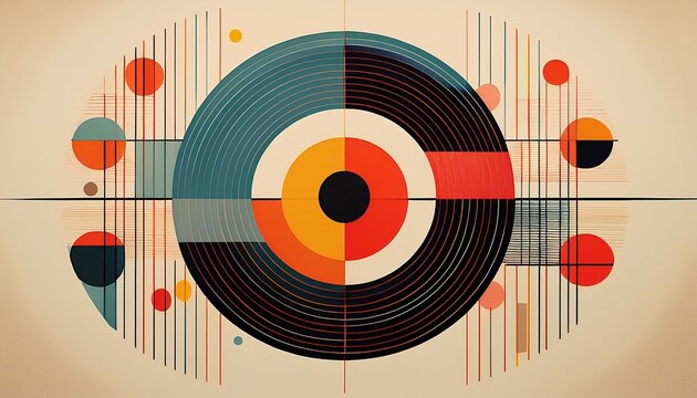 abstract geometric circle pattern design cool vintage electronic music album cover swiss design print bauhaus poster