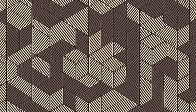 seamless cubic hexagon pattern modern stylish thin linear texture