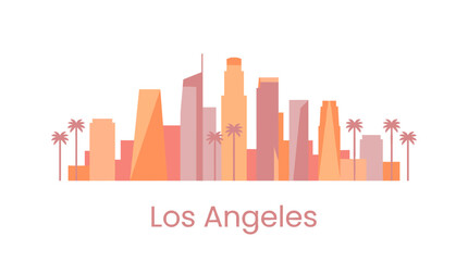 Obraz premium Los Angeles City Skyline Vector, Minimal LA Silhouette, Modern Urban Architecture, California Graphic, Pastel Flat Illustration