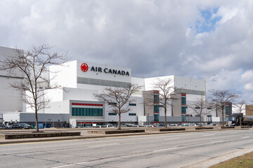 Naklejka premium Mississauga, Ontario, Canada - April 3, 2026: Air Canada Technical Operations building located on Airport Road near Toronto Pearson International Airport in Mississauga, Ontario. 