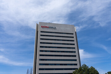 Naklejka premium Toronto, Canada - April 26, 2026: GardaWorld office in Toronto, Canada. GardaWorld Corporation is a Canadian private security firm.