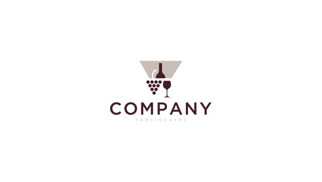 Minimalist Wine Industry Logo Design Featuring Grapes and Glass
