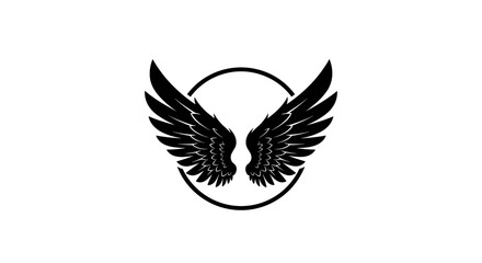 Obraz premium Black Wings in a Circle Logo.