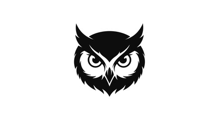 Obraz premium Owl Face Closeup Black Silhouette Graphic.