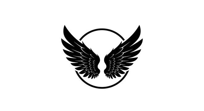Black Wings in a Circle Logo.