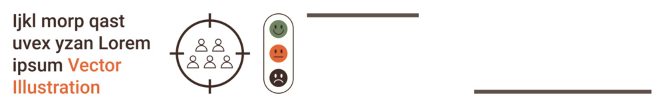 Customer feedback, marketing analysis, audience targeting, satisfaction measurement, decision-making, approval ratings. Abstract symbols show a target audience and traffic light rating system