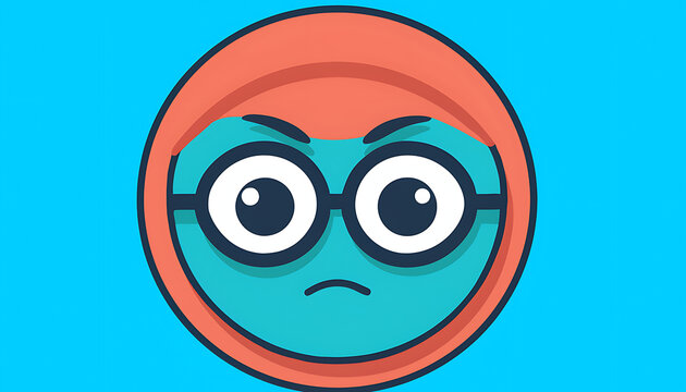Cute cartoon character with big glasses and orange hood.
