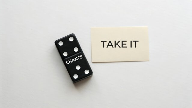 Black Domino with Chance Text Next to Take It Card on White Surface