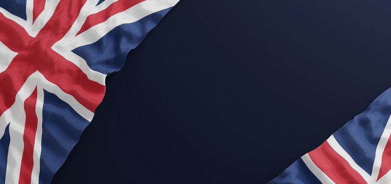 United kingdom flag on dark blue background with copy space 3D render