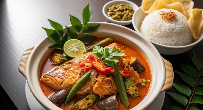 Asian cuisine fish curry dish