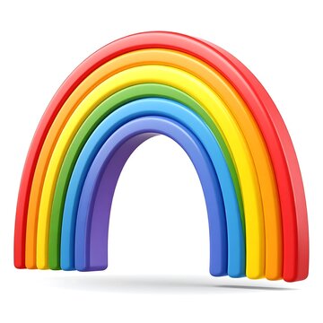 Vividly rendered illustration features a three-dimensional, idealized representation of a rainbow. The arcs are distinct and colorful