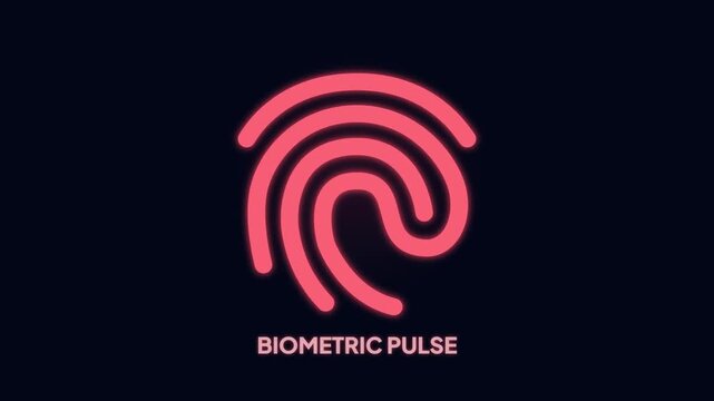 Pink Neon Fingerprint Biometric Pulse Identity Scanning Animation for Digital Security and Authentication