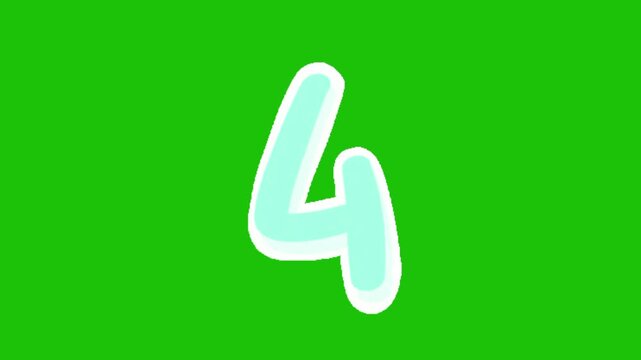 Number 4 animation on green screen