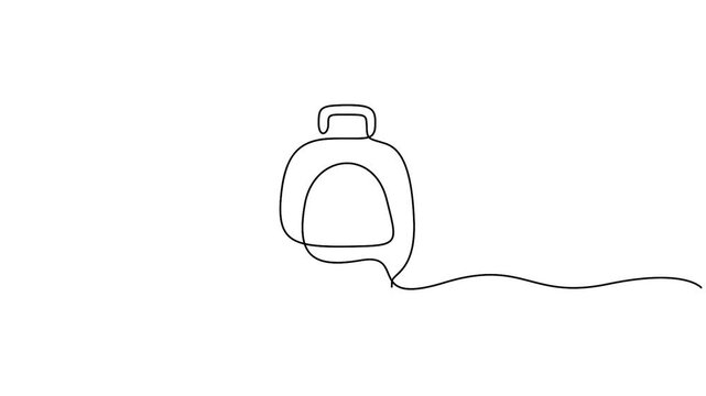 Continuous line drawing animation of a travel suitcase or luggage on wheels, minimalist one line art for tourism concept