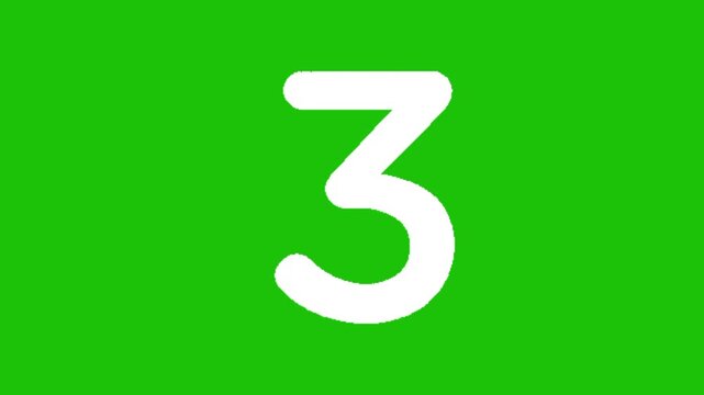 Animation of number 3 on green screen