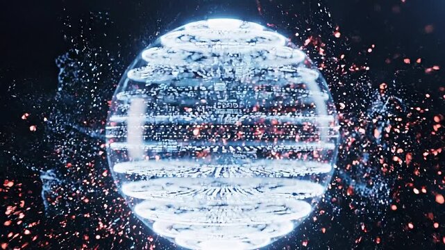 Personal Data Protection Sphere Deflecting Cyber Intrusions in Futuristic Security Visualization