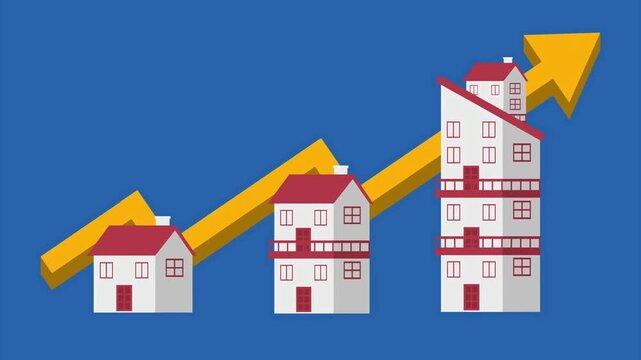 A 3d vector illustration set of residential home icons and building architecture featuring a family cottage design and real estate housing concept signs for a house in the sky and city property