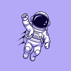 Fototapeta premium Astronaut floating in space with raised hand.