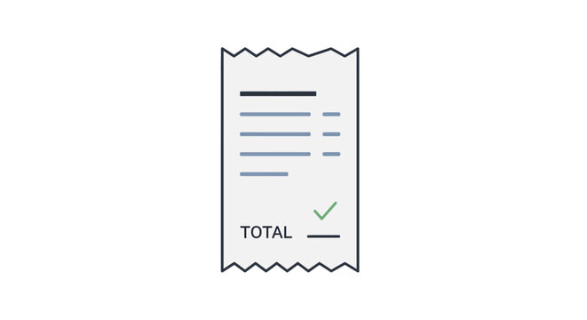 Shopping Receipt Icon with Total and Green Checkmark