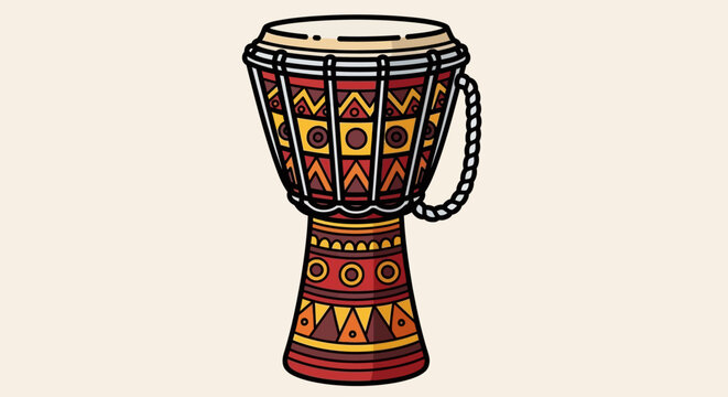 African djembe drum illustration with ethnic patterns