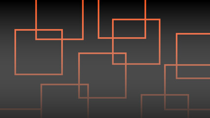 Obraz premium Dynamic abstract background featuring luminous orange square outlines on a sleek dark gray gradient, modern geometric pattern