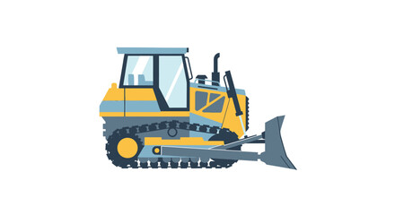 A stylized vector illustration of a yellow and gray bulldozer on a white background. © Jaya