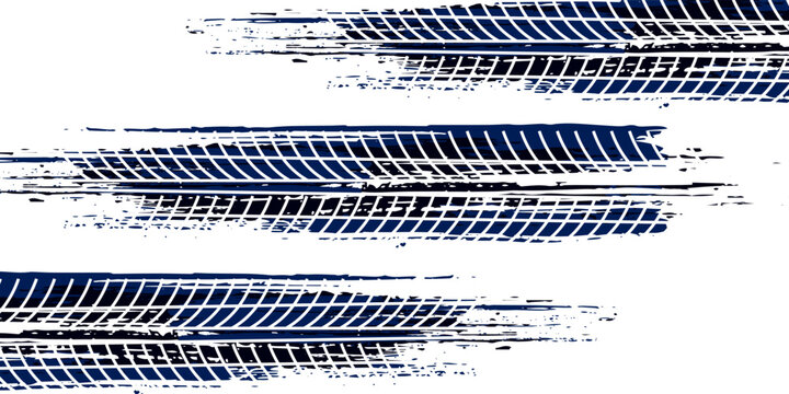 Black tire marks on road, Black rubber tire marks and tread marks, Tire trace track wheels texture and background,