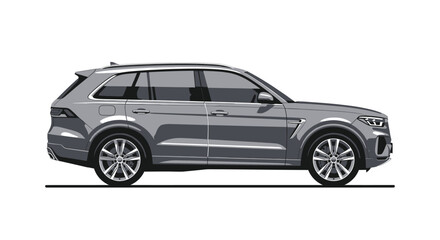 Fototapeta premium Modern Grey SUV Illustration on White Background