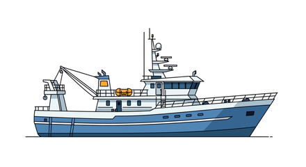 Fototapeta premium Flat design illustration of a commercial fishing boat.