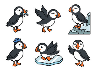 Obraz premium Cute Puffin Illustrations.