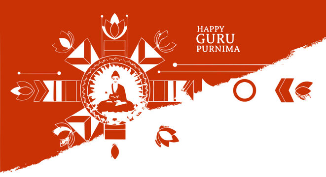 Happy Guru Purnima, Spiritual Celebration, Indian Festival, Abstract Design