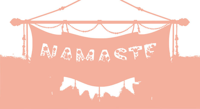 Namaste Banner Hanging, Greeting Sign, Cultural Welcome, India, Yoga, Meditation