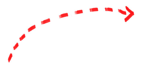 Obraz premium Red dashed arrow hand drawn for as transparent object