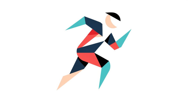 Abstract Geometric Runner Athlete Figure Motion Graphic.