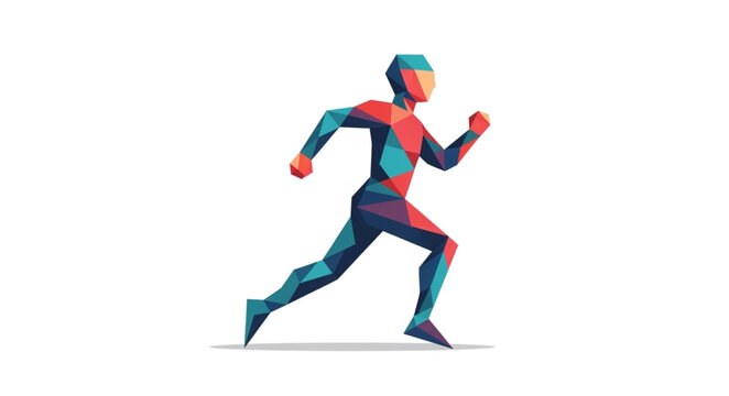 Abstract Geometric Runner Figure in Motion.