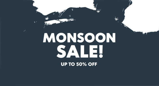 Monsoon Sale Advertisement Banner with 50% Off Discount