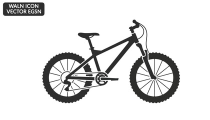 Fototapeta premium Black silhouette of a mountain bike, vector illustration on a white background.