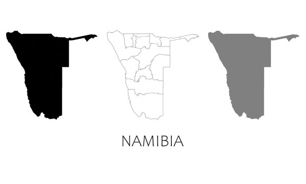 Namibia map in high quality (black, white, grey)