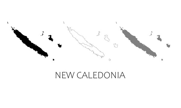 New Caledonia map in high quality (black, white, grey)