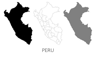 Fototapeta premium Peru map in high quality (black, white, grey)