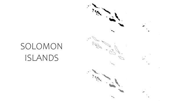 Solomon Islands map in high quality (black, white, grey)