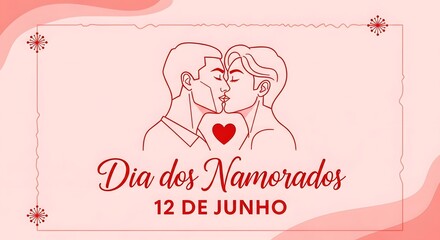 Fototapeta premium Dia dos namorados romantic illustration with kissing couple