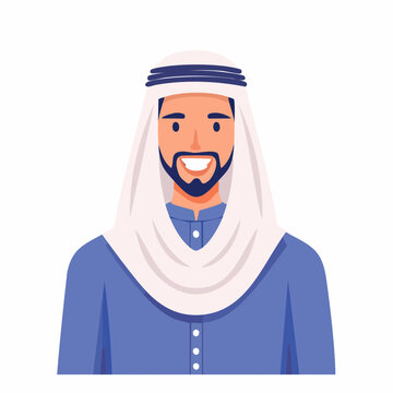 Smiling Arab Man Wearing Traditional Thobe and Ghutra