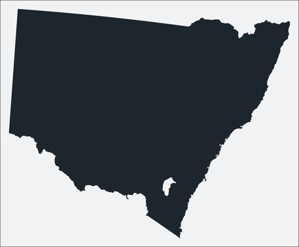 New South Wales, AU, Australia map. Just a simple border map. Shape of the state. Plain boundary outline. Vector illustration.