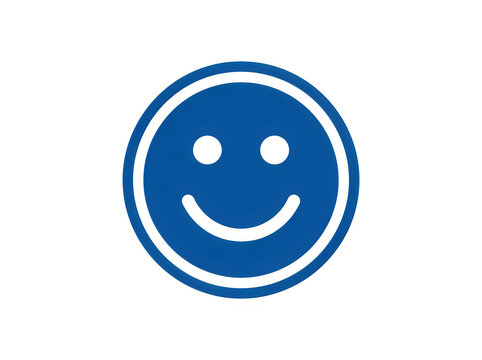 Blue smiley face icon, a simple and cheerful symbol of happiness and positive emotion