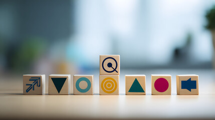Naklejka premium The concept of purpose alignment involves inner motivation and strategic direction symbols, authentic leadership, value-driven decision making, and copy space.