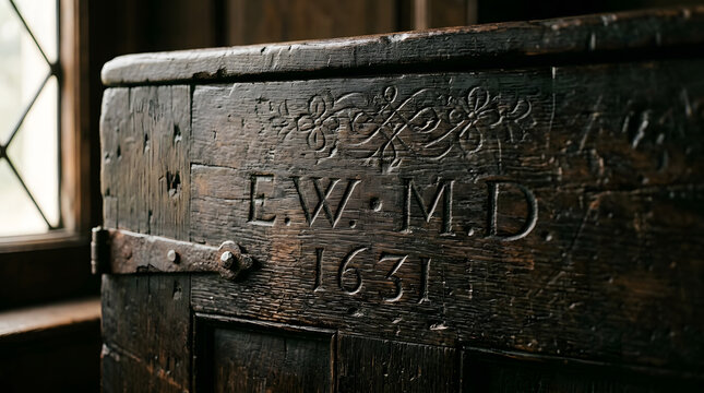 Old antique wooden chest box.